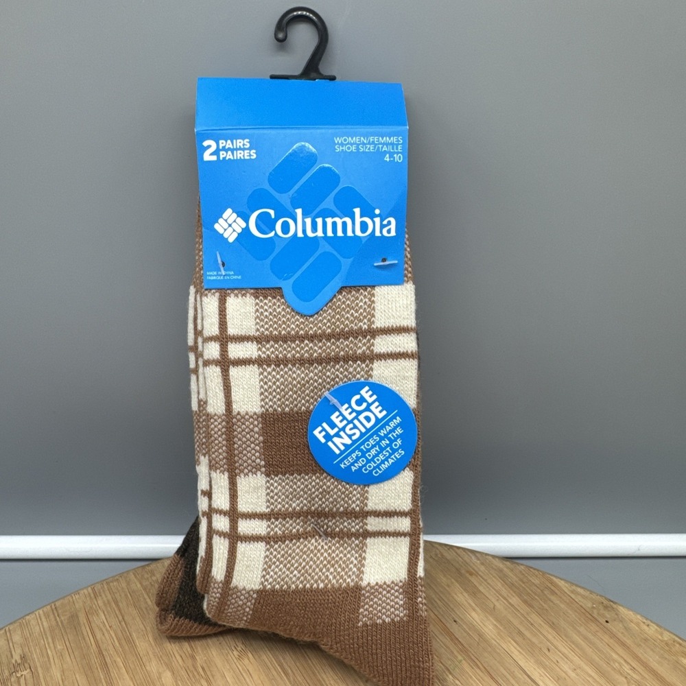 Columbia Brand New Women Socks 2 Pair Carmel/Brown Size 4-10 New Fleece